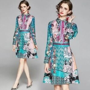 Dalia Macphee Women Pink Floral Print Button Down Shirt Dress Size L